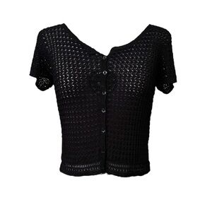 *SOLD* Vintage ‘90s black crochet button-down top